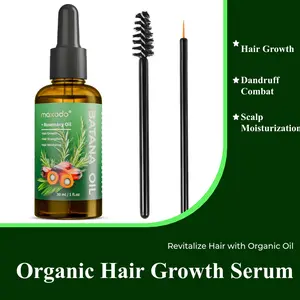 Maxodo Organic Rosemary & Batana Oil 30ml Hair Growth Serum with Dropper for Dry Damaged Hair Repair Dandruff Resistance Moisturizes Scalp Strengthens Thinning Hair Care