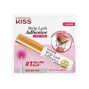 KISS Clear Strip Lash Adhesive With Aloe, Waterproof, Formaldehyde and Latex Free, Odor Free, Cruelty Free, Super Strong Hold Eyelash Glue with Brush Applicator, GLUE