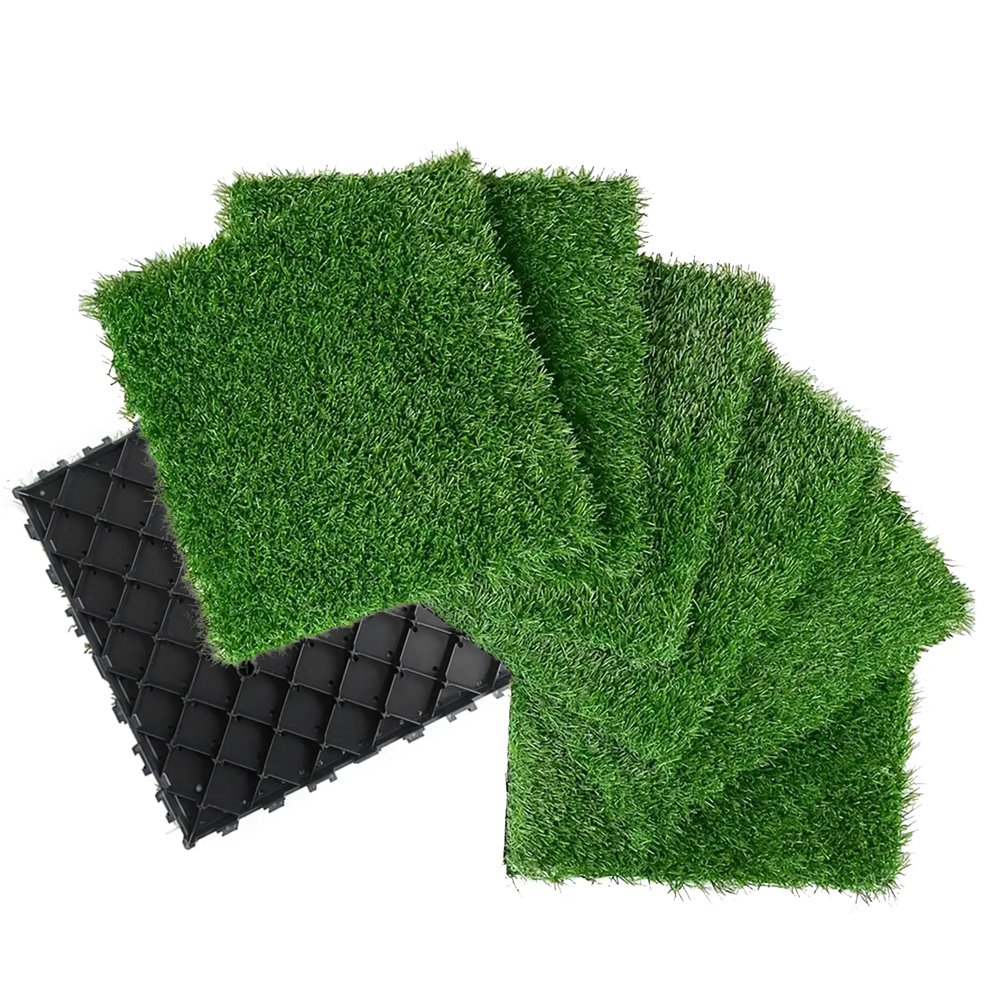 18 Pack Interlocking Artificial Grass Tiles, 12x12in Square Waterproof Turf Outdoor Indoor Fake Grass Deck Flooring Set All Weather Use, for Outdoor, Indoor, Poolside, Balcony, Backyard