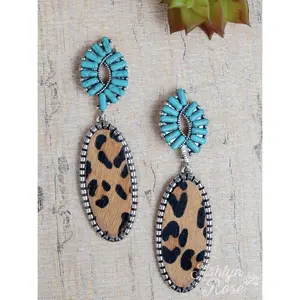 Forever After All Oval Dangly Earrings, Turquoise