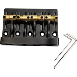 4 String High Mass Bass Bridge with  CNC Machined Brass Saddles Tailpiece Replacement for Jazz Electric Bass (GB403, black)