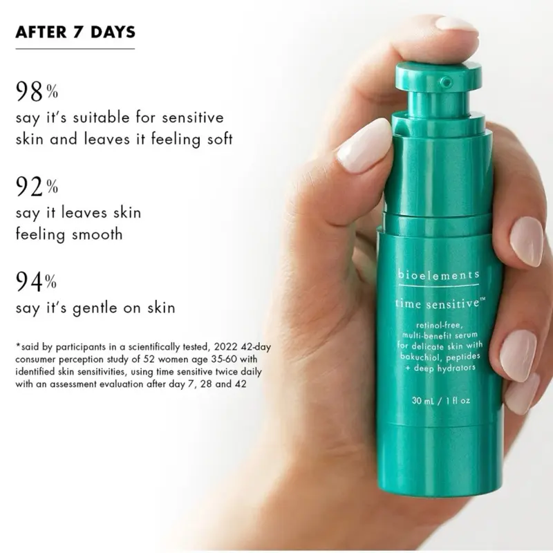 bioelements Bakuchiol & Peptides Facial Serum, Nourishing Anti-Aging Treatment for Firming and Evening Skin Tone, For Sensitive Skin, 30ml, Dull Skin, Hydrating