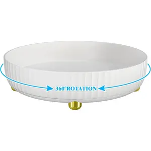 Bathroom Organizers and Storage - 360° Rotating Storage Tray, Lazy Susan Organizer, Cosmetics and Perfume Organizer, Desktop Storage Tray for Cosmetics and Skincare Products, White