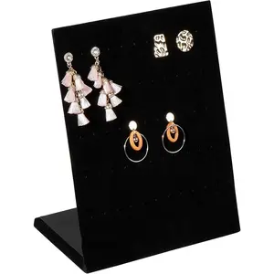 Organizer Stand - Black  L-Shape, 9.9 x 7.9 x 4 in - 60 Pre-Punched Holes Earring Display &  Storage Organizer - Tabletop Rack for Stud & Dangle Earrings