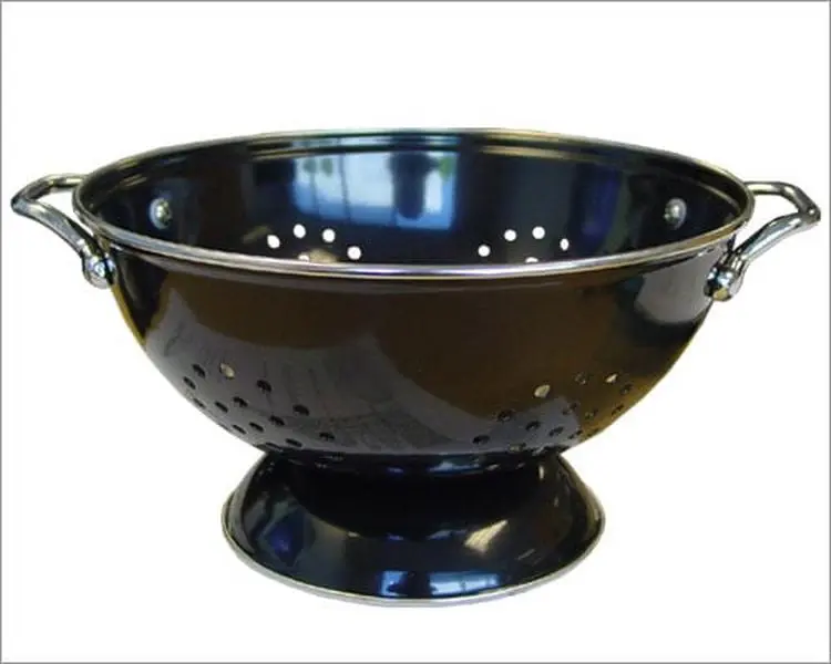 Reston Lloyd Calypso Basic 7qt Stainless Steel Colander, Black Kitchen Sieve for Food Straining