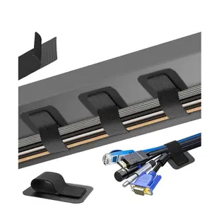 Cable Management Under Desk, 【Up to 15 Cord】【Enhanced Wire Holder】 Cord Organizer, Adjustable Hook and Loop Cable Ties, Home Office Essentials, Cable Hider Clips Under Table, 20 Pair, Adjustable Under Desk Cable Management System