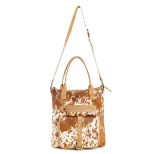 Mesa Maverick Tote Bag in Brown & White