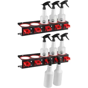 Swiilpo 2 Pcs Spray Bottle Storage Rack, Wall Mount Bottle Organizer Car Detailing, Steel Spray Bottle Holder,By Traiisutor