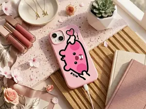 Cute Pink Bear iPhone Case – Kawaii Cartoon Aesthetic Phone Cover, Protective Case