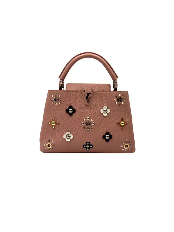 Pre-owned Louis Vuitton leather Tote Bags Capucines Pink Mechanical Flowers Handle Bag LV2813