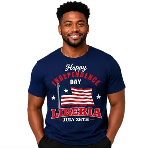Liberian Independence Day Graphic Tees, Unisex Casual Short-Sleeve T-Shirts for Patriotic Celebrations