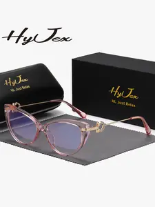 HyJex 1 Piece Unisex Romantic Style Full Frame Plaon Glasses Lightweight Elegant Cat Eye Frame Plaon Glasses