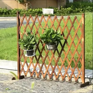 Weatherproof Wood Expandable Fence Divider, Portable Barrier for Balcony Garden, Restaurant Partition, Courtyard Decor, Climbing Plant Rack