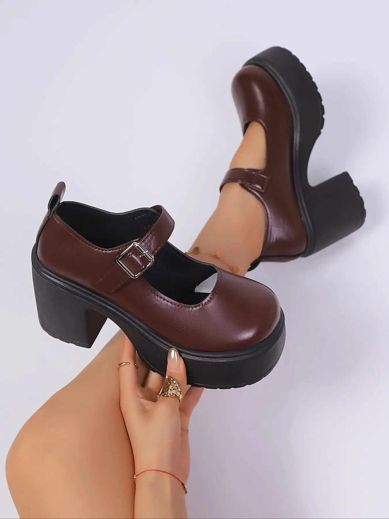 Women's Casual PU Leather Loafers, Chunky Thick Sole Platform Mary Janes, College Style Slip-On Shoes, Walking Shoes, All Season Wear, Versatile Shoes, Versatility for Any