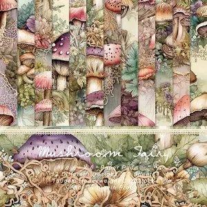 Scrapbook Paper 6X6, Card Making Supplies, Single-Sided Mushroom Forest Patterned Cardstock Pads, Decorative Craft Paper, Decopodge Papers Pack, Scrapbooking junk journal Supplies-24Sheets
