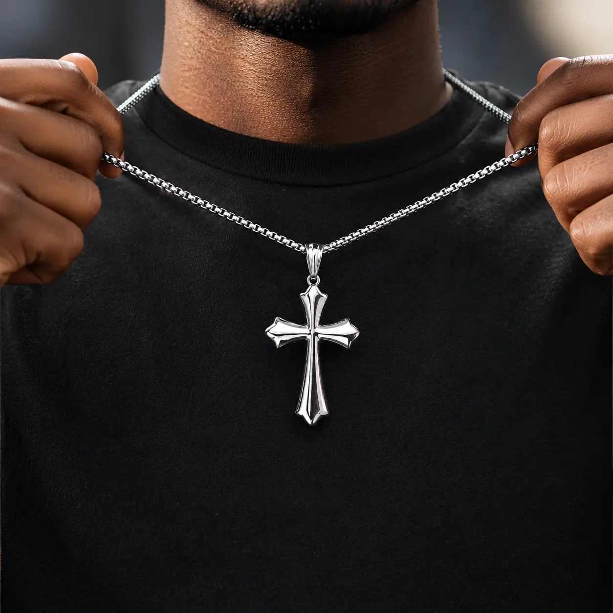 Gold Cross Necklace for Men,14K Gold Plated Cross Pendant Necklace Cuban Chain Stainless Steel Cross Necklace Faith Cross Jewelry Gift Minimalist Trendy Pendant Necklaces