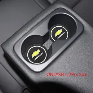 2Pcs Car Badge Logo Emblem Silicone Cup Water Coaster Car Water Cup Slot Anti-Slip Dustproof Mat Car Interior Decoration Car Accessories Suitable for Chevrolet Chevrolet Captiva Cruze Spark Colorado Malibu Trax Z71 Aveo Orlando Lacetti Equinox Camaro Cava