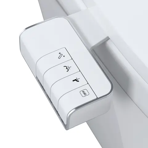 Hibbent Compact ABS Toilet Bidet Attachment - Dual Nozzle Front/Rear Wash, Adjustable Water Flow Pressure, Brass Simple Valve Control, 29.5 Inch Fresh Water Non-Electric Seat, Self-Clean Bathroom Bidet Sprayer, White
