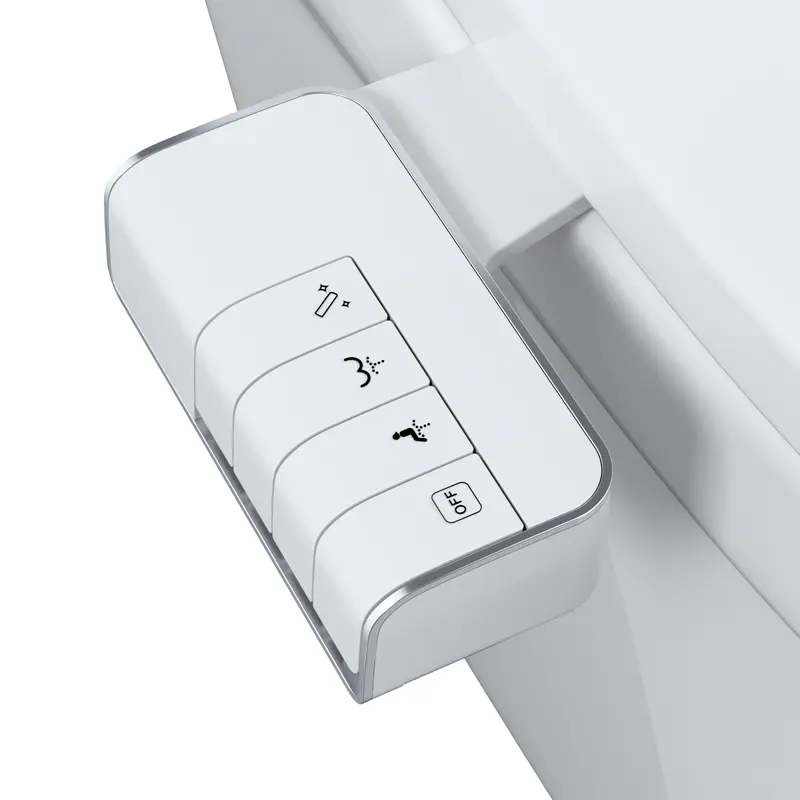 Hibbent Compact ABS Toilet Bidet Attachment - Dual Nozzle Front/Rear Wash, Adjustable Water Flow Pressure, Brass Simple Valve Control, 29.5 Inch Fresh Water Non-Electric Seat, Self-Clean Bathroom Bidet Sprayer, White