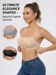 Women's Strapless Push-Up Bra, Non-Slip Invisible Front Buckle, Seamless Comfortable Shaping Underwear, Perfect for Backless Dresses, Elegance
