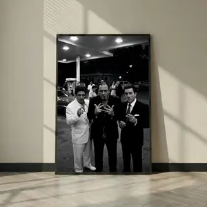 Mafia Wall Art Poster, Black And White Gangster Print, Crime Movie Decor, Mob Boss Art, Vintage Noir Wall Art ( Unframed - Print Only ) (No Frame)