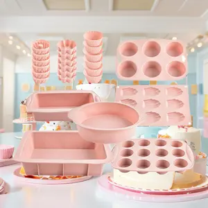 Silicone Baking Mold Set, 24pcs/set Multipurpose Silicone Bakeware Kit, Including Jelly Pudding Pan/Toaster Mold/Madeleine Pan/, Silicone Loaf Molds, Nonstick Home Baking Dessert Tool