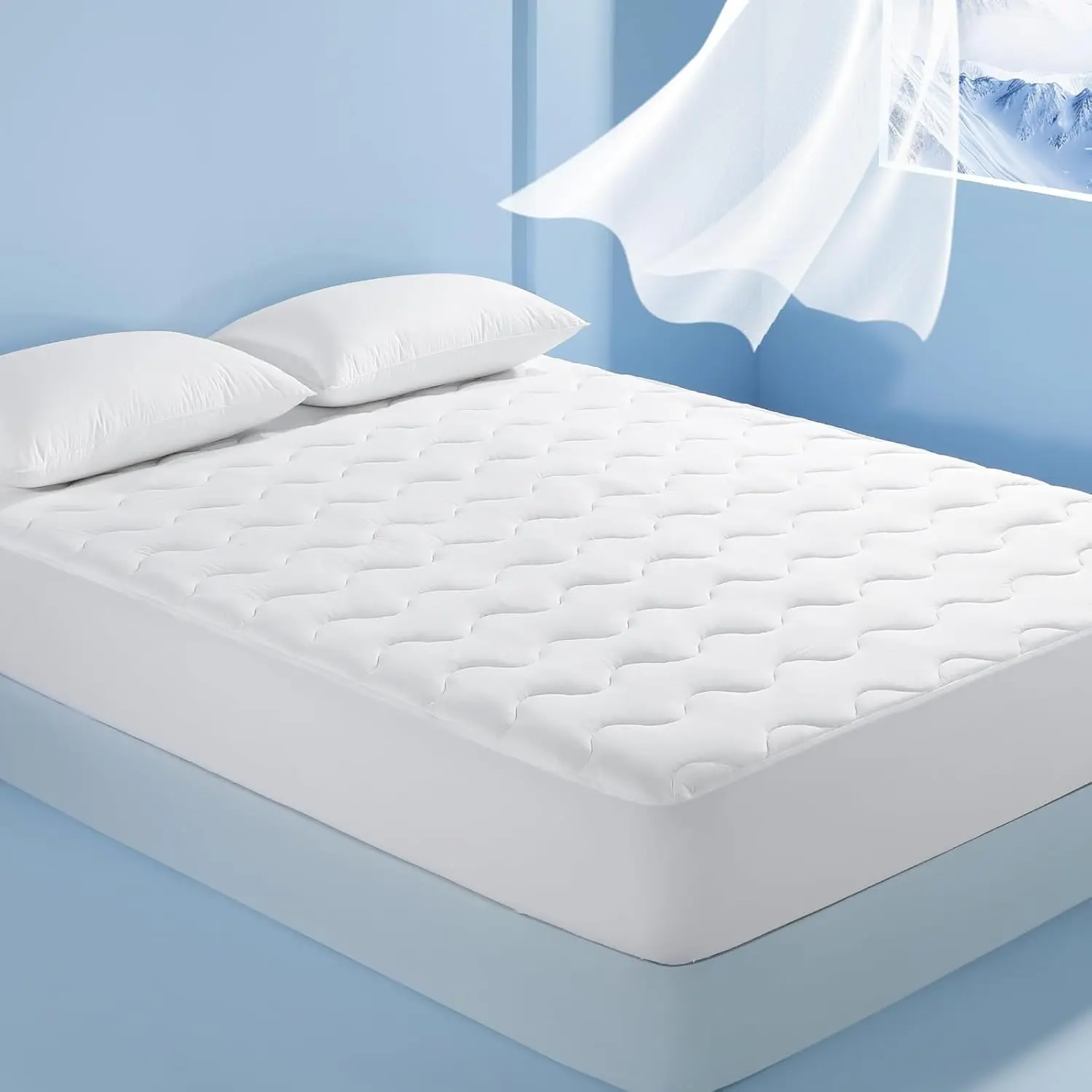 Elegear Cooler Mattress Pad Bed Topper for Hot Sleepers - Waterproof Mattress Cover, TriSupport 3D Tech, Soft Fluffy, 16" Deep Pocket Breathable Bedding Accessory