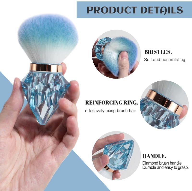 AKINA Luxury Crystal Diamond Makeup Brush - Gem-Cut Handle in Crystal Rose Pink Blue & Clear - Ultra Soft Gradient Bristles - Lightweight Durable Design for Precision Application