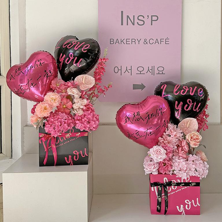 Heart Balloons & Artificial Flower Bouquet Set | Wedding & Birthday Party Decor | Table & Floor Floral Arrangements for Home dimmable wall diy spring faux silk luxury