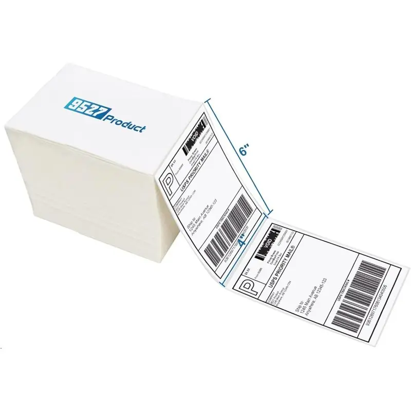 Fanfold 4 x 6 in Direct Thermal Shipping Labels, White, Perforated-500 Labels per Stack, 1 Stack