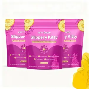 3XX Slippery Kitty Feminine Probiotic + Moisture Gummies - All inOne Solution with Slippery Elm 60 Count Pineapple FlavorNatural Probiotic Supplement, feminine gummies, p h balance gummies