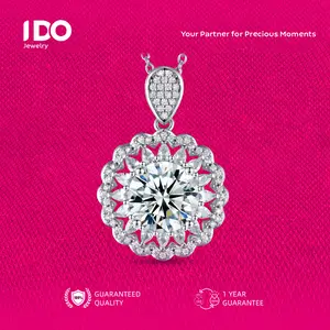 [Live Sale] N07 Silver Sterling S925 Moissanite Sunflower Necklace I DO Jewelry Pendant Women Accessories Elegant Beautiful Luxury Adjustable Beautiful and Luxurious No Fade No Rust with 1 Year Guarantee Passed Diamond Selector