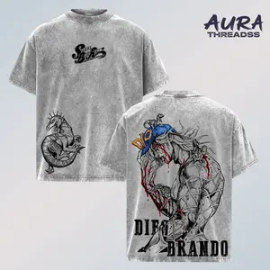 Dio Brando – Steel Ball Run Washed T-Shirt, Joestar Villain Anime Graphic Tee, Vintage Oversized Heavyweight Cotton Streetwear For JoJo Fans