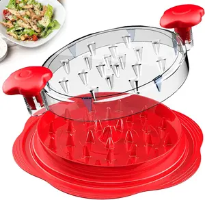Chicken Shredder Tool, Heavy Duty Meat Grinder & Shredder with Twist Action, Clear Lid, Non-Slip Handle – BPA-Free Dishwasher Safe Kitchen Gadget