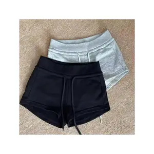 Women's Summer Plus Size Gray Sports Shorts, Best-Selling Drawstring Casual Shorts, Summer Low-Waist Straight Pants, Black Pants