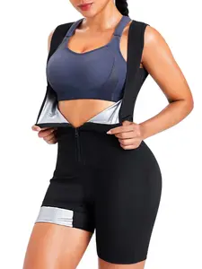 Women's Home Workout Seamless Tank Top & Shorts Set, Breathable Mesh Fabric, Anti-Chafing Zipper Design, Shaping Bodycon