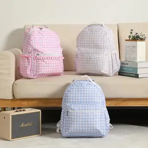 Ruffle Plaid Laptop Backpack Nylon For Women Travel Large Capacity Junior High School Bags Gifts For Teenage College Students