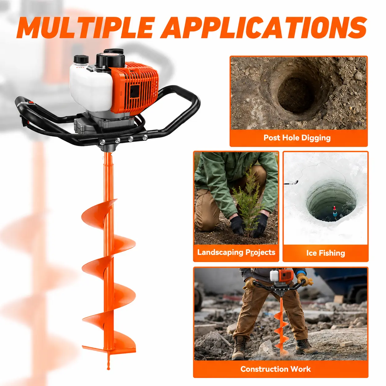 NEOTEC 72CC 2-Stroke Gas Powered Earth Auger Post Fence Hole