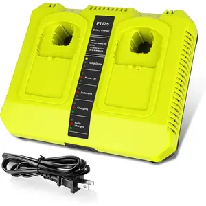 JYJZPB P117 Dual Slot 18V Battery Charger for Ryobi 18V Battery, Charger Replace for Ryobi Battery Charger P118, Compatible for Ryobi ONE+ Lithium NiCd NiMh Batteries
