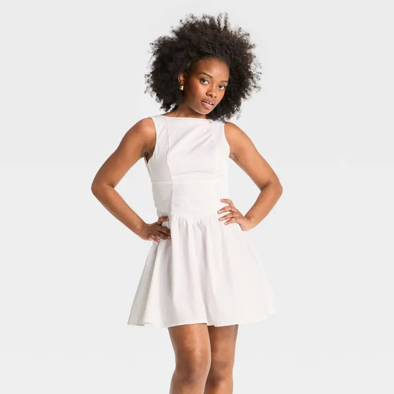 women's premium white woven bow detail mini dress - TikTok Shop