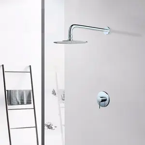 Chrome Finish Wall-Mounted Shower Faucet with Included Plumbing Valve