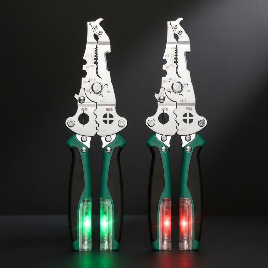 16-in-1 Professional Heavy Duty Wire Stripper with Voltage Tester & Hook Knife, Foldable Multi-Tool Perfect for Electricians, Industrial Work & Home DIY Repairs