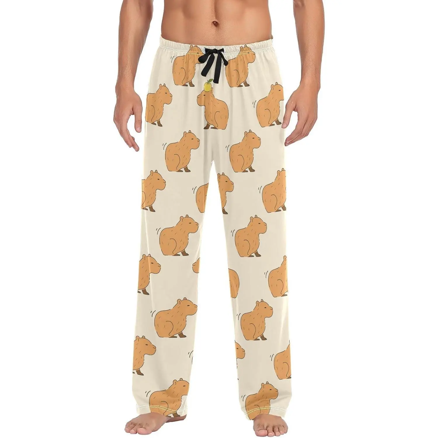 Men's Pajama Pants Super Soft Cute Capybara Sleep Lounge Pants Pjs Bottoms with Pockets