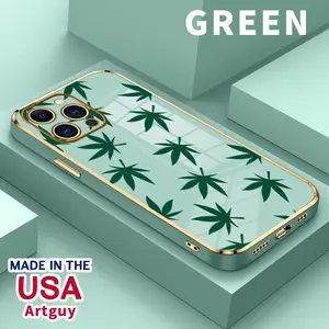Phone case for iPhone 16 Pro Max 15 Plus 14 13 12 11 XR XS Green Leaf Anti-Scratch Shockproof TPU Bumper Drop-proof Cover