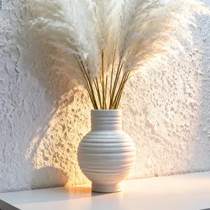 Shatterproof Plastic White Wave Textured Ceramic-Like Faux Pot, Modern Plant Vase, Boho Home Decor for Living Room Bedroom, Large Modern Minimalist Centerpiece for Artificial Flowers, Decorative Flower Vase