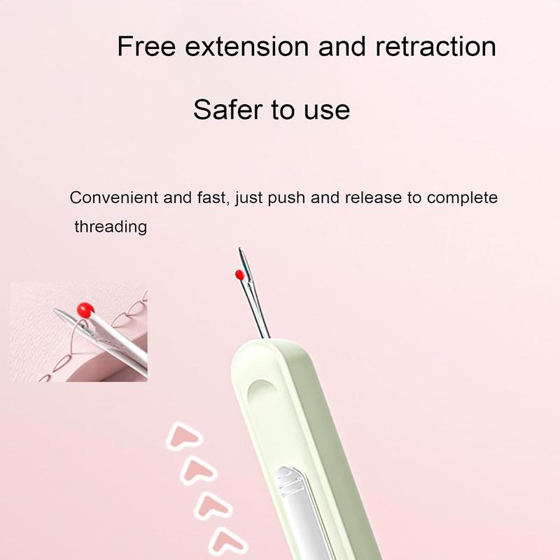 2Pcs Plug-in Needle Threader, 2 in 1 Threading and Thread Removal Tools, Stretchable Remover Needle Threading Tool for Hand Sewing Knitting Craft Quilting Supplies
