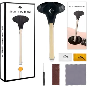 Guitar Bow, 2-in-1 Real Horsehair Guitar Bow for Acoustic, Create Violin & Cello-Like Sounds, Christmas Birthday Gift for Guitar Player and Music Lover, Short Black