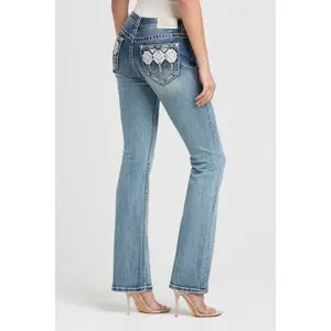 Aztec Embroidery Bootcut Jeans