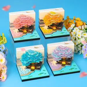 Unique 3D calendar time piece calendar tear paper calendar notepad paper sculpture art notepad gift desktop decoration creative gift tree house paper sculpture desktop ornaments cultural and creative commemoration desktop  gifts creative idea