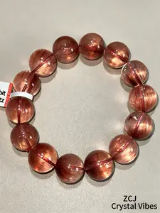 ZCJcrystal Pink Rabbit Hair Quartz Bracelet